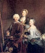 PESNE, Antoine The Artist at Work with his Two Daughters oil on canvas
